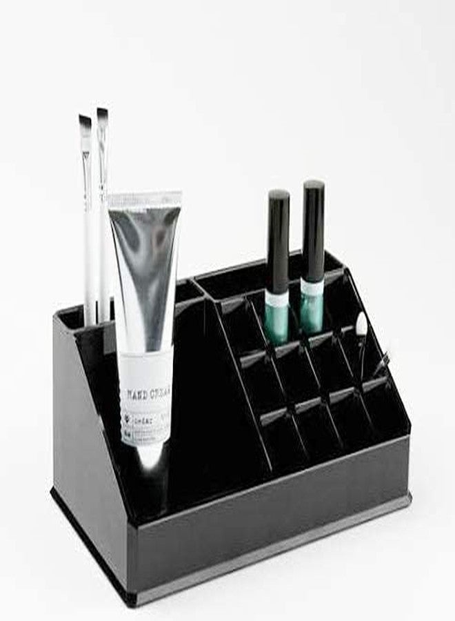 EBOFAB 16 Compartment Cosmetic Organizer Lipstick Holder Makeup Jewelry Box Color - Pure Black - Image 3
