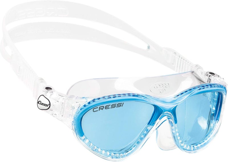 Cressi Mini Cobra Premium Swim Goggles for Kids - Clear/Blue - Image 1
