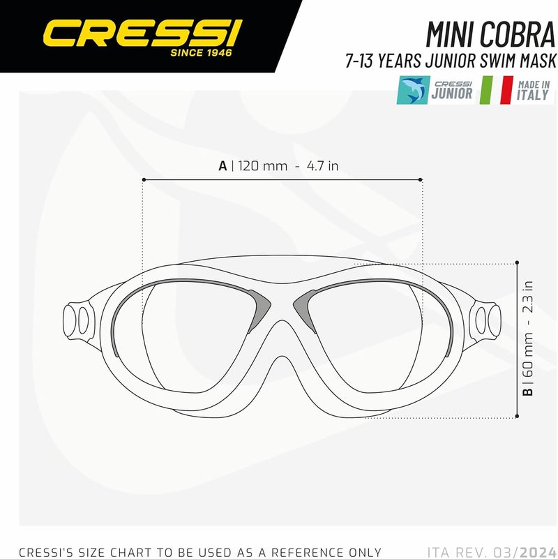 Cressi Mini Cobra Premium Swim Goggles for Kids - Clear/Blue - Image 4