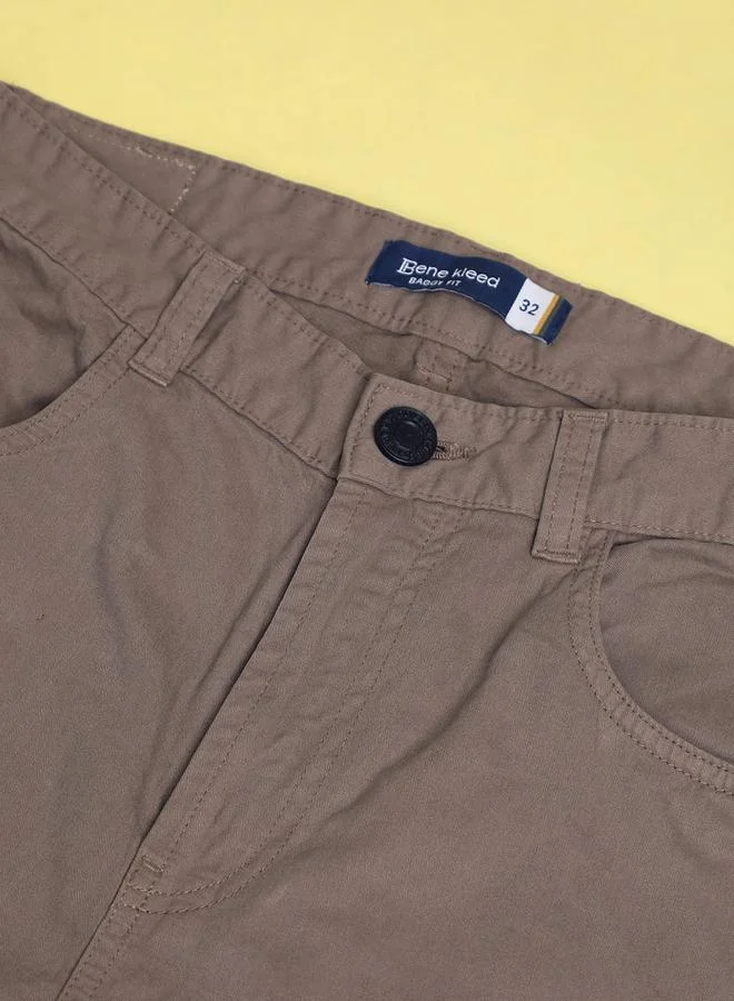 Styli Men Brown Baggy Fit Solid Cargo Trousers By Bene Kleed