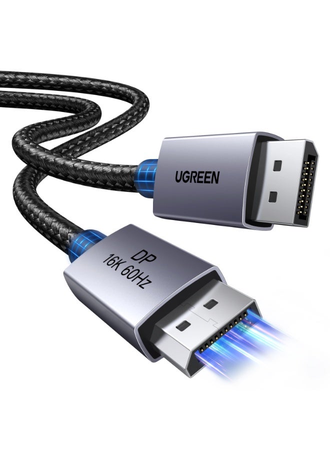 يو جرين كابل DisplayPort 2.1 بدقة 16K وطول 2 متر، سلك DP يدعم 16K@60Hz و8K@120Hz و4K@240Hz، بسرعة 80Gbps، سلك DP 2.1 يدعم تقنيات HBR وDolby وHDR 10+ وHDCP 2.3، متوافق مع PS5 وXbox Series وApple TV ولابتوب والمسرح المنزلي grey - Image 1