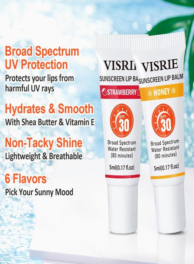 VISRIE SPF 30 Lip Sunscreen, SPF Lip Balm Bulk 6 Pack, Moisturizing Sunscreen Lip Balm with Vitamin E and Shea Butter, Non-Sticky SPF Lip Gloss for All Skin Tones-Clear - Image 2