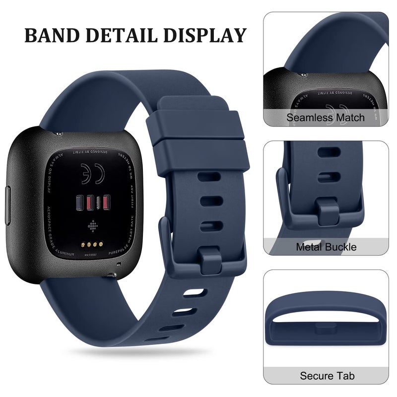 Mugust Sport Bands Compatible with Fitbit Versa 2, Classic Soft Silicone Replacement Wristbands Straps for Fitbit Versa Smart Watch Women Men (Small,Abyss Blue) - Image 4