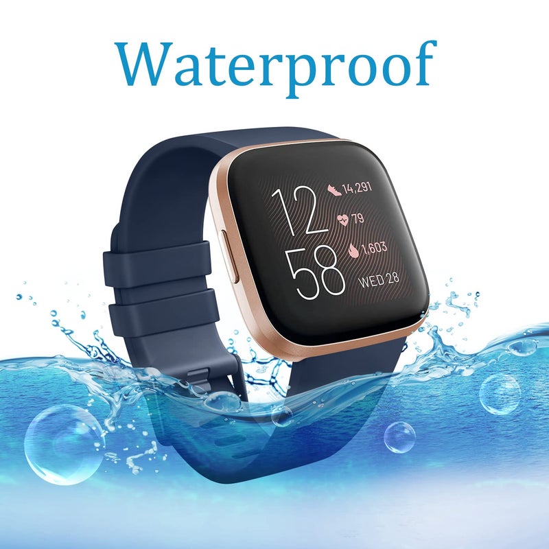 Mugust Sport Bands Compatible with Fitbit Versa 2, Classic Soft Silicone Replacement Wristbands Straps for Fitbit Versa Smart Watch Women Men (Small,Abyss Blue) - Image 5