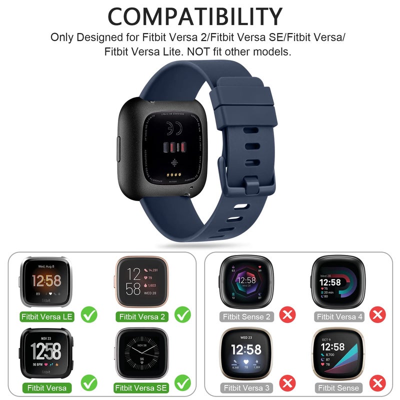 Mugust Sport Bands Compatible with Fitbit Versa 2, Classic Soft Silicone Replacement Wristbands Straps for Fitbit Versa Smart Watch Women Men (Small,Abyss Blue) - Image 2