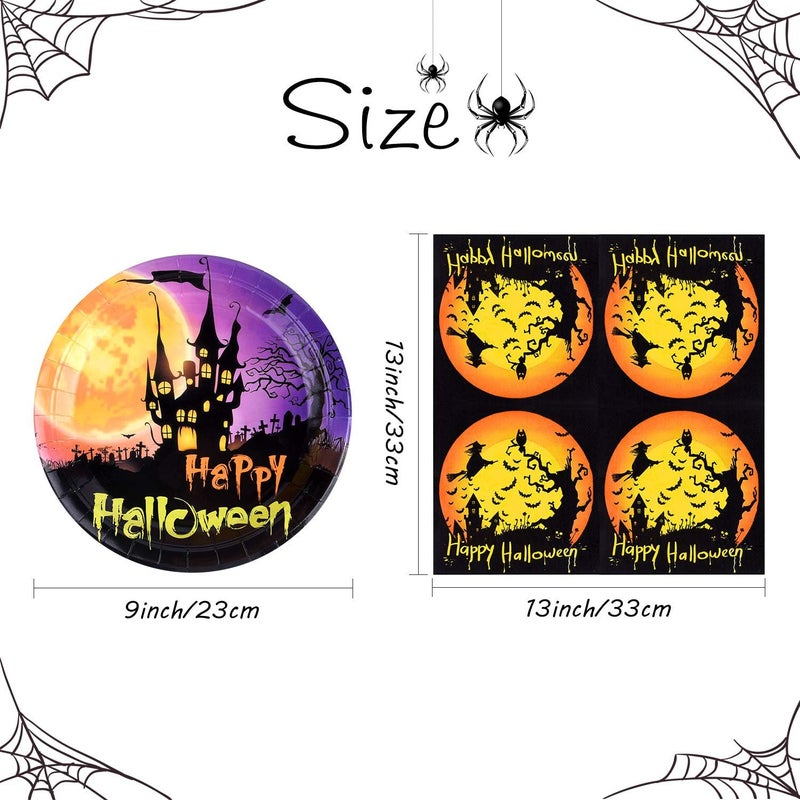KUUQA Halloween Party Supplies Included 48 Pcs 9 Inch Paper Plates 48 Pcs Luncheon Napkins for Halloween Party Decorations - Image 3