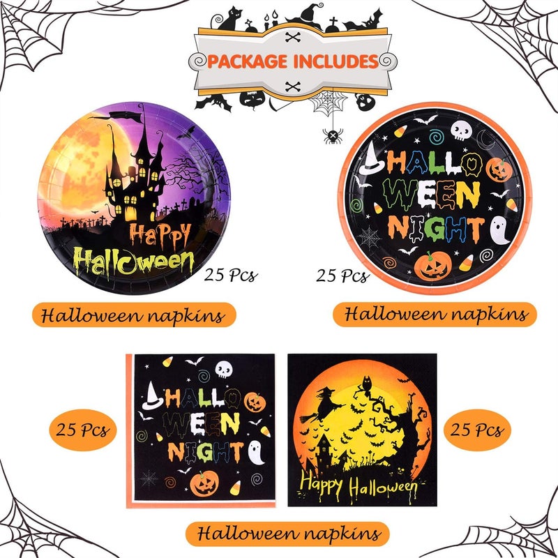 KUUQA Halloween Party Supplies Included 48 Pcs 9 Inch Paper Plates 48 Pcs Luncheon Napkins for Halloween Party Decorations - Image 2