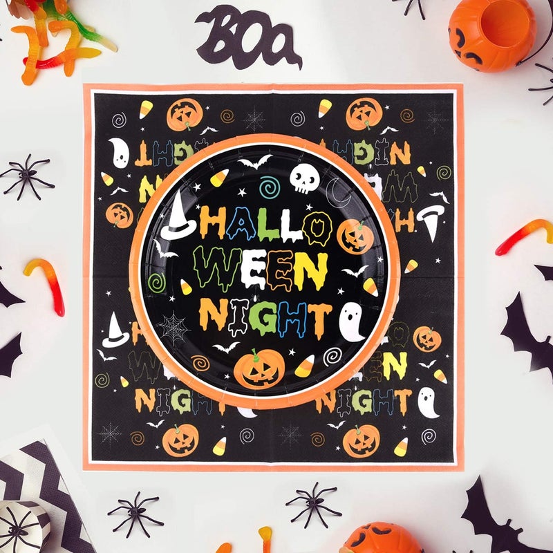 KUUQA Halloween Party Supplies Included 48 Pcs 9 Inch Paper Plates 48 Pcs Luncheon Napkins for Halloween Party Decorations - Image 5