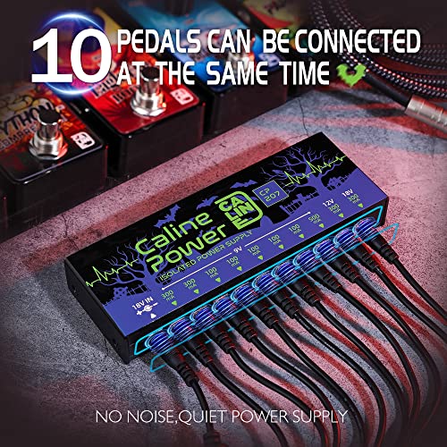 Caline CP-207 Guitar Pedal Power Supply, True Isolated Pedal Board Power Supply with 10 Totally Isolated DC 9V/12V/18V Outputs(100mA/300mA/500mA), Noiselessly - Image 4