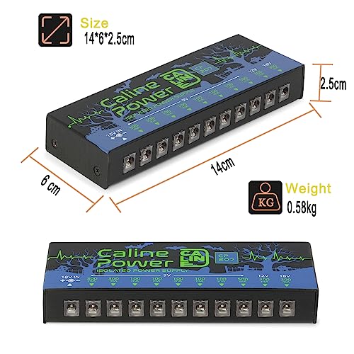Caline CP-207 Guitar Pedal Power Supply, True Isolated Pedal Board Power Supply with 10 Totally Isolated DC 9V/12V/18V Outputs(100mA/300mA/500mA), Noiselessly - Image 5