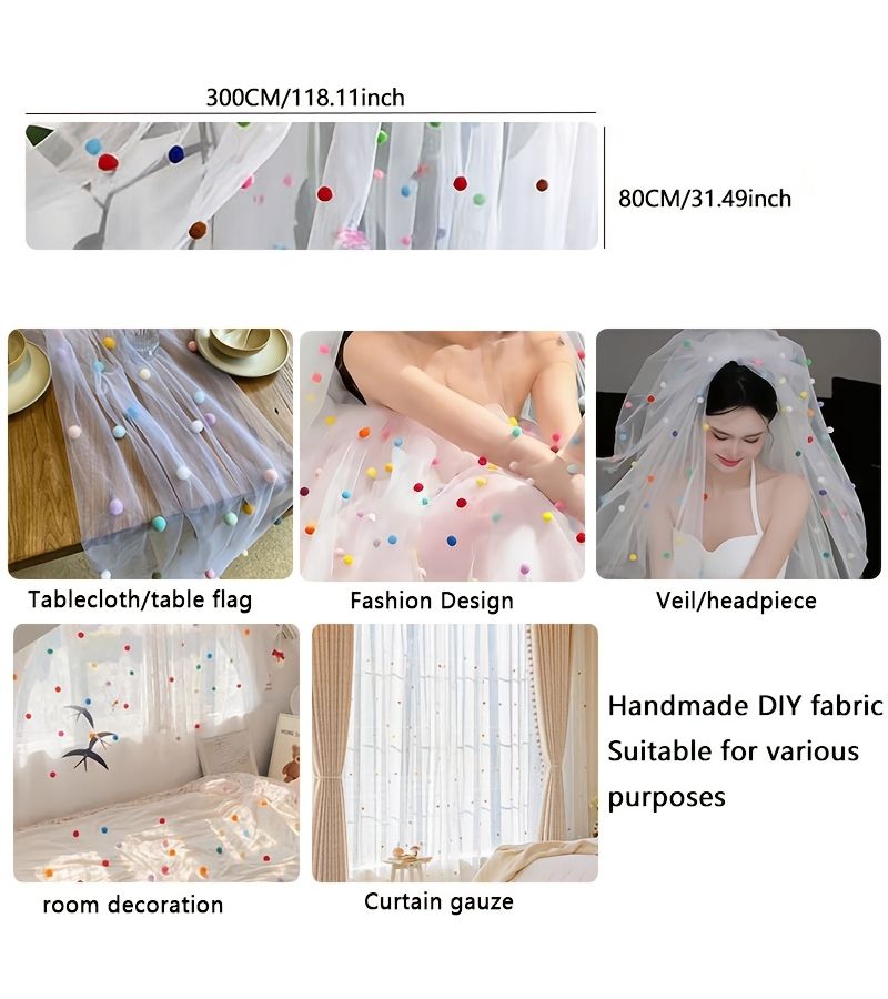 Velvet Pom Pom Birthday Party Tablecloth Polyester 31.5x118.11inch Solid Color - Image 3