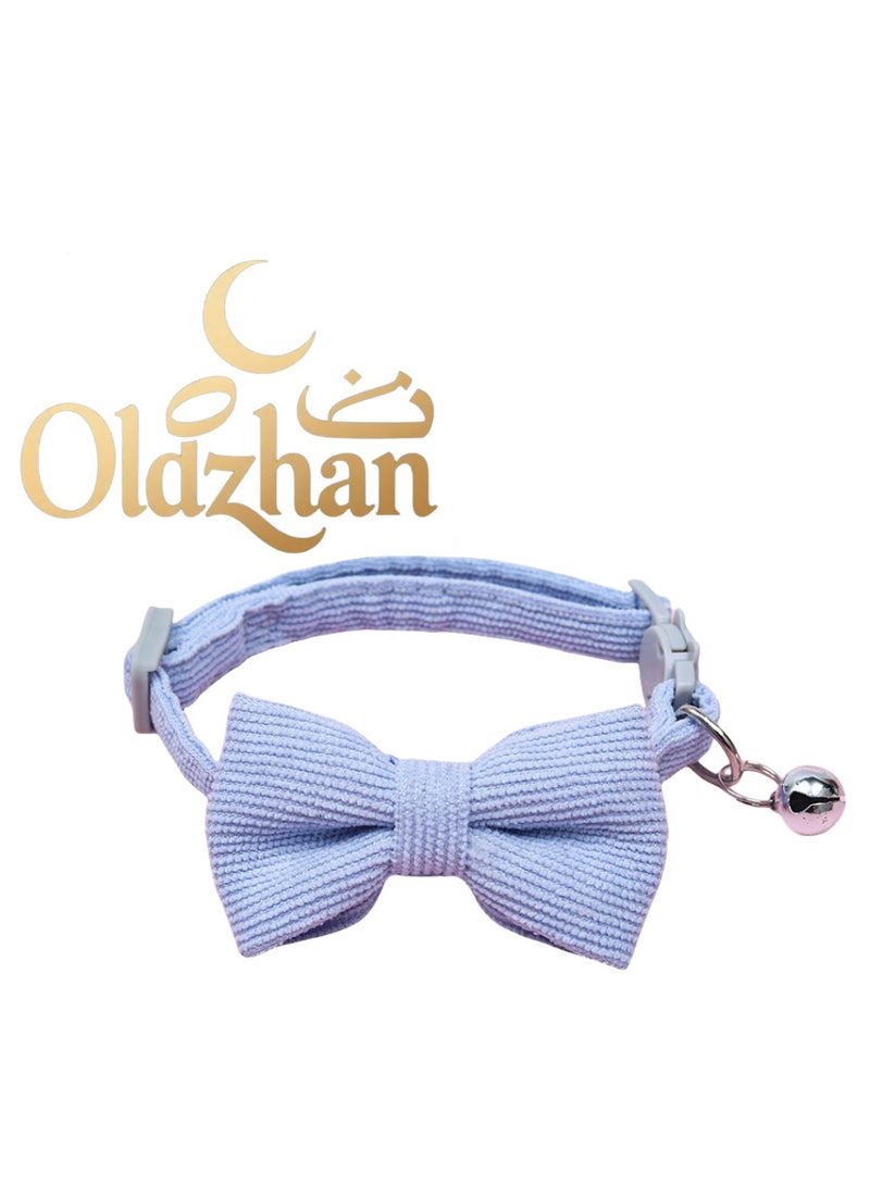 Oldzhan Adjustable Leather Cat Collar With Bell, Anti-Suffocation Kitten Puppy Collar For Small Pets(Blue) - Image 1