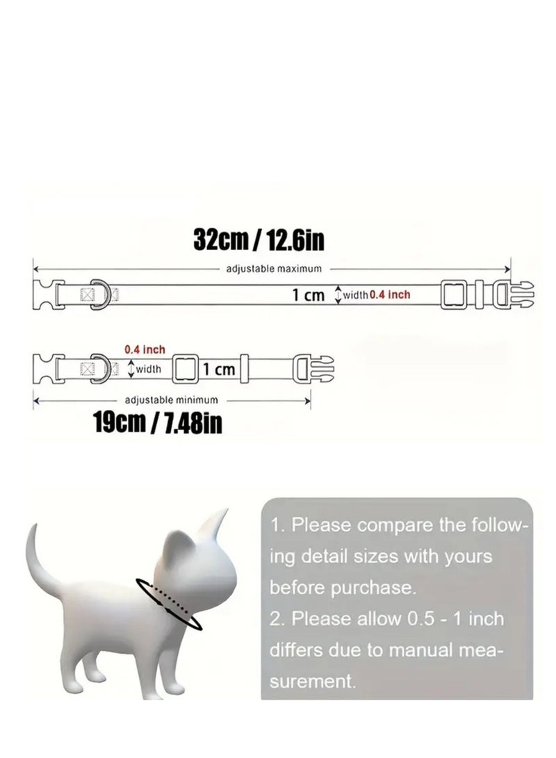 Oldzhan Adjustable Leather Cat Collar With Bell, Anti-Suffocation Kitten Puppy Collar For Small Pets(Blue) - Image 2