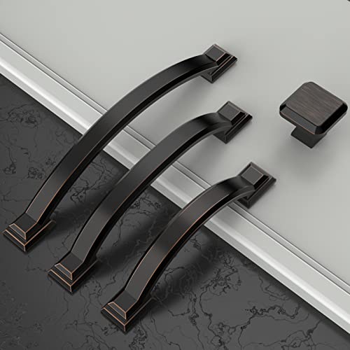 Amerdeco 6 Pack Oil Rubbed Bronze Cabinet Pulls 3 Inch(76mm) Hole Centers, Handles for Kitchen Cabinet Hardware, Arch Cabinet Handles for Bathroom Dresser Drawer Handles ZH0016… - Image 3