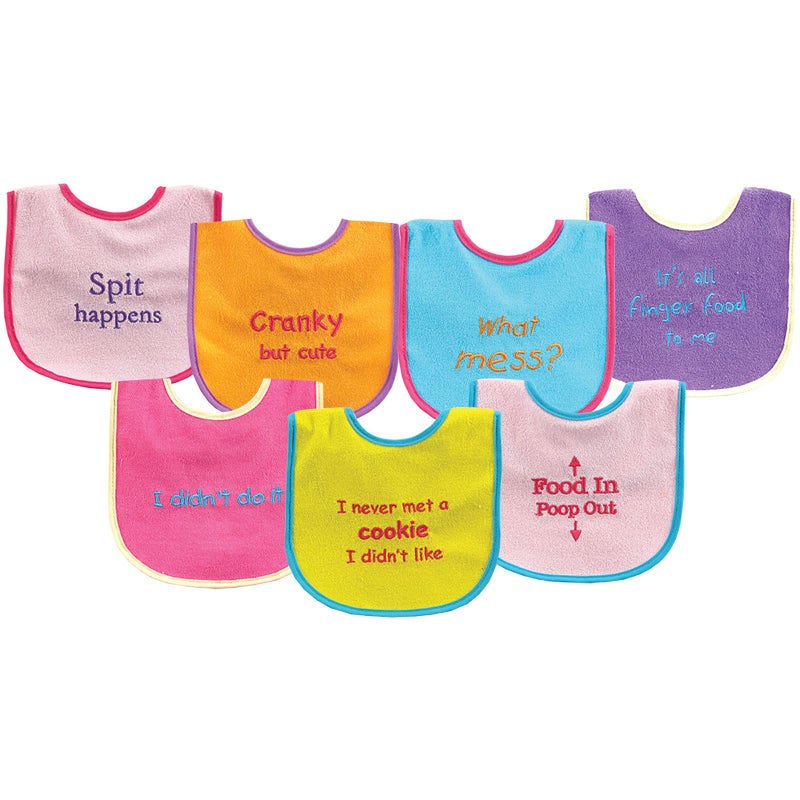 لوفابل فريندز Unisex Baby Cotton Terry Drooler Bibs with PEVA Back, Pink Food, One Size - Image 1