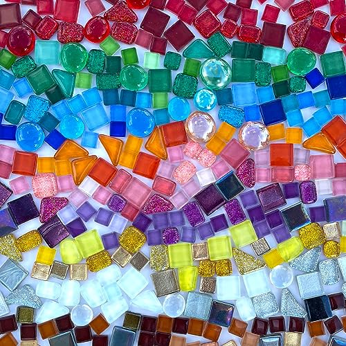LITMIND 1.1LB Assorted Colors Irregular Crystal Glass Mosaic Tiles - Perfect for Art Crafts, Mosaic Making Projects, Home Decor, and More - Image 1