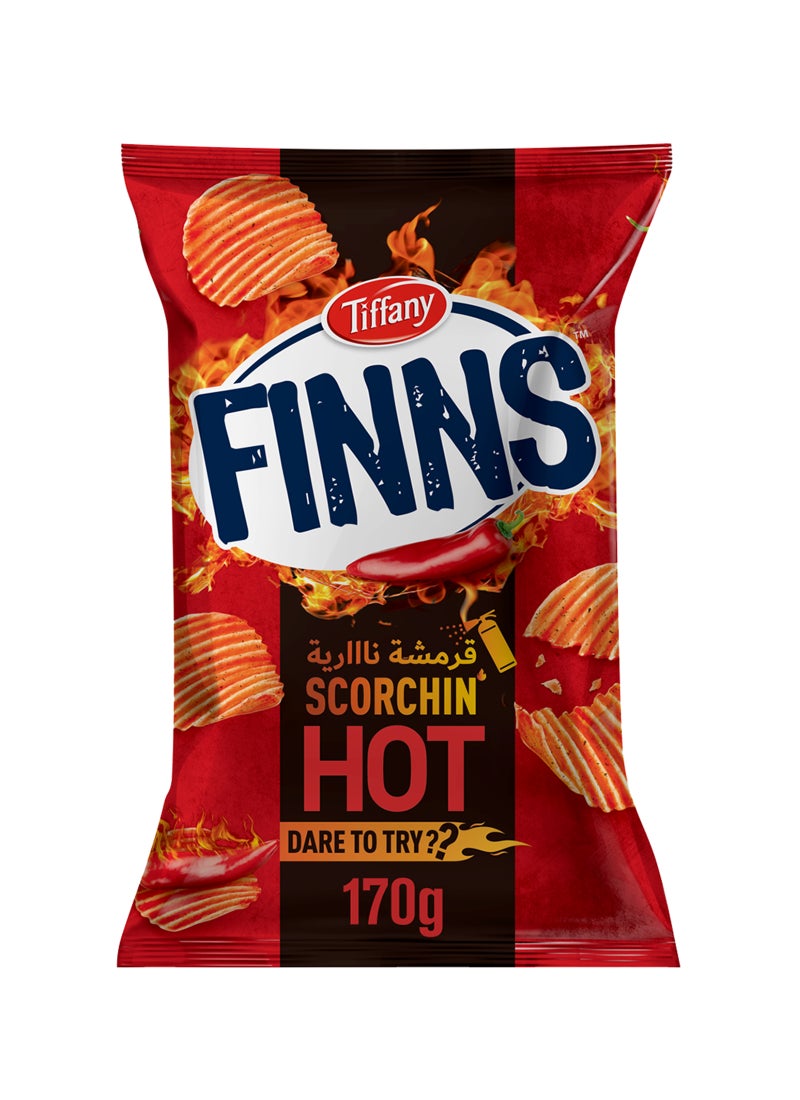 Tiffany Finns Scorchin Hot Crinkled Cut Potato Chips 170g - Image 1