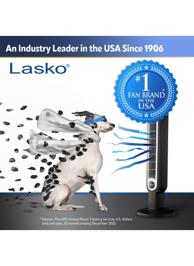 Lasko - Lasko Oscillating Tower Fan Quiet Fans With Remote For Bedroom Living Room Office Tower Fan With Remote 3 Speed Timer 42 Silver T42951 - Image 1