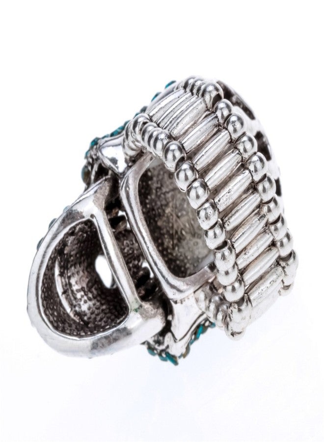 Szxc Women's Skull Stretch Ring Fit Finger Size 7 to 9, Elastic Band Ring, Moving Jaw, Silk Scarf Holder, Women Biker Jewelry - Image 5