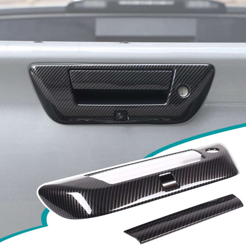 Hudiriy Car Door Handle Cover Decorative Compatible with Nissan Titan 20162023 Tailgate Handle Frame Sticker Interior AccessoriesABSCarbon Fiber Pattern - Image 2