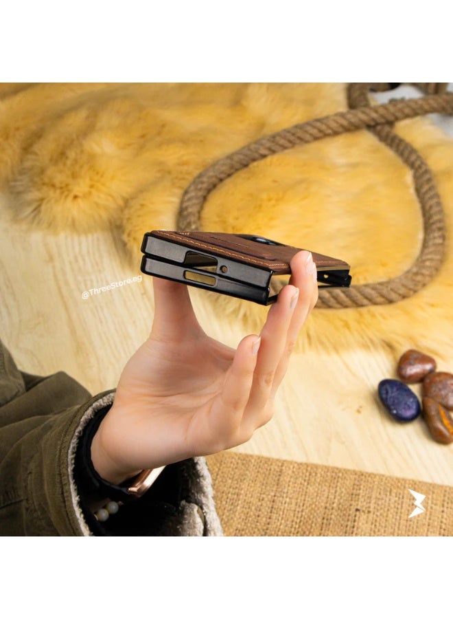 بولوكا حافظة جلدية مصنوعة يدويًا من متوافق مع هاتف Samsung Z Fold 5 - Image 4