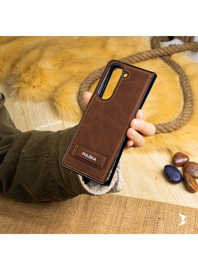بولوكا حافظة جلدية مصنوعة يدويًا من متوافق مع هاتف Samsung Z Fold 5 - Image 5