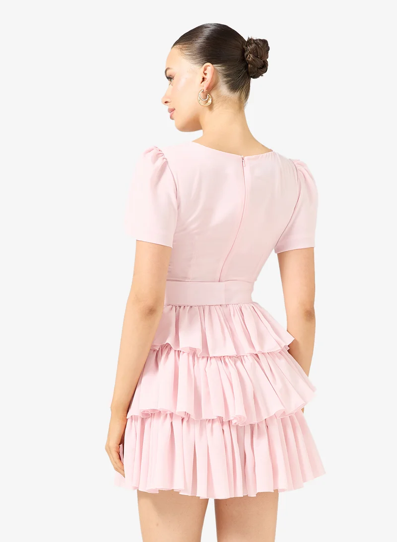 Rene Tiered Ruffle Chiffon Mini Dress