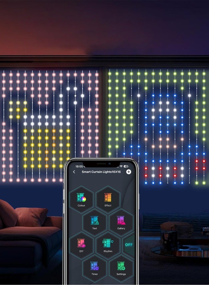 إسكدنيا 3 * 3M ( البريطانية غيج ) فانتوم لون ذكي ستارة ضوء نقطة مراقبة جلد سلك ضوء الستار الشاشة بلوتوث ديي برمجة الصمام الستار الديكور مصباح سلسلة الغلاف الجوي - Image 5