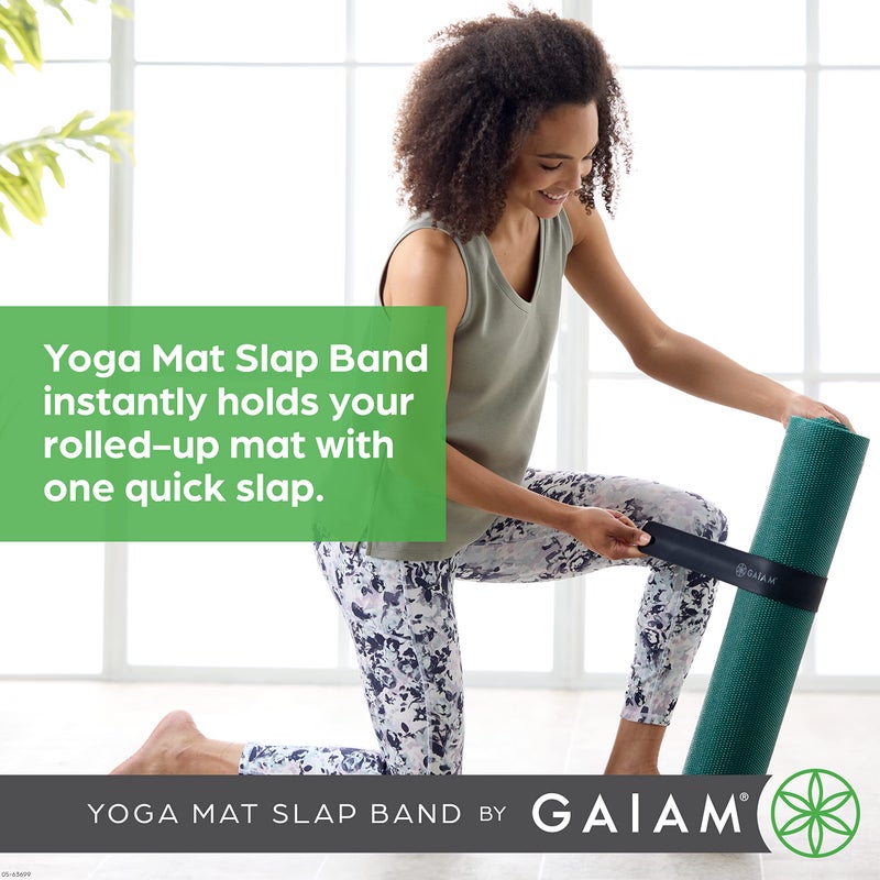 Gaiam Yoga Mat Strap Slap Band - Keeps Your Mat Tightly Rolled and Secure with One Snap - Strong Clasp for Yoga Mat Storage and Travel - Fits Most Size Mats (20"L x 1.5"W), Black - Image 2