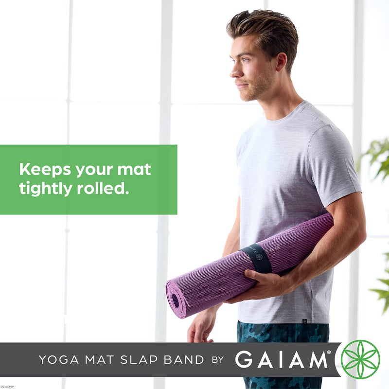 Gaiam Yoga Mat Strap Slap Band - Keeps Your Mat Tightly Rolled and Secure with One Snap - Strong Clasp for Yoga Mat Storage and Travel - Fits Most Size Mats (20"L x 1.5"W), Black - Image 4