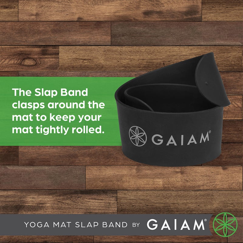 Gaiam Yoga Mat Strap Slap Band - Keeps Your Mat Tightly Rolled and Secure with One Snap - Strong Clasp for Yoga Mat Storage and Travel - Fits Most Size Mats (20"L x 1.5"W), Black - Image 3