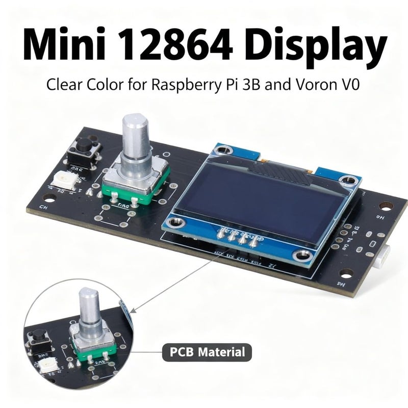 شاشة LCD الذكية Mini 12864 بوصة 1.3 عرض ملون للطابعة ثلاثية الأبعاد Raspberry Pi 3B V0 - Image 3