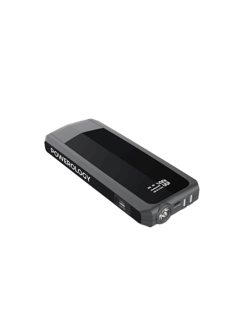 Powerology Emergency 12V Jump Starter with 16000 mAh Powerbank 18W PD QC3.0 - Black  - Image 1