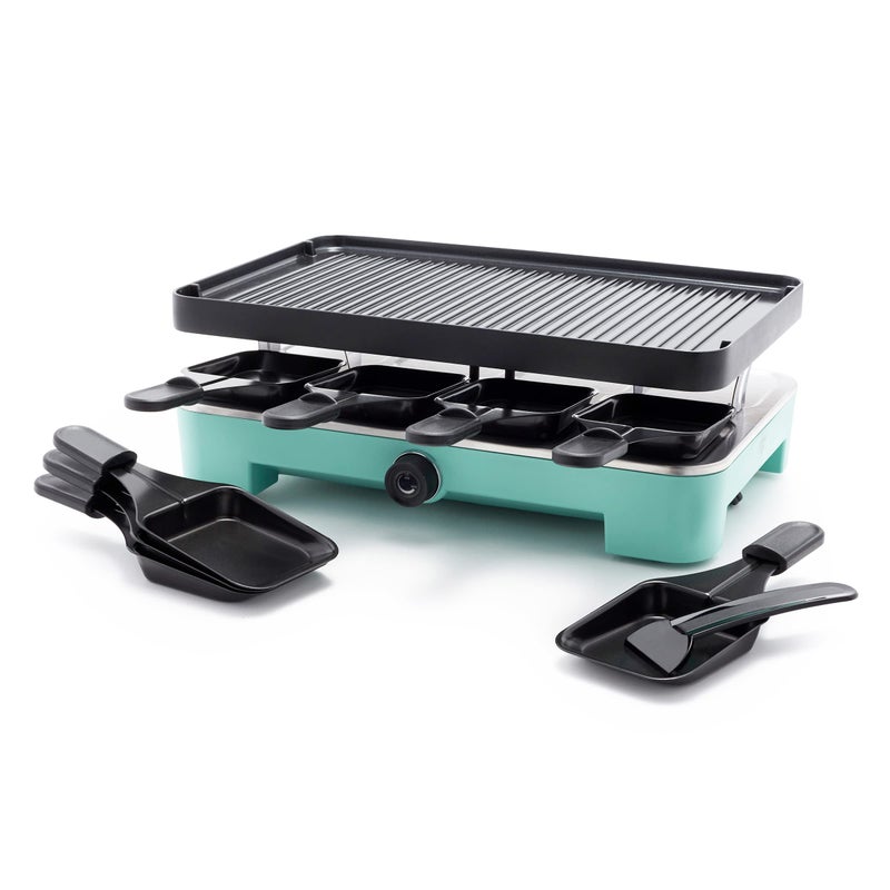 GreenLife GreenLife Raclette Indoor Tabletop Grill, Healthy Ceramic Nonstick, 2-in-1 Grill and Griddle, 8 Square Nonstick Pans, Adjustable Temperature Control, Easy Indicator Light, PFAS-Free, Turquoise  - Image 1