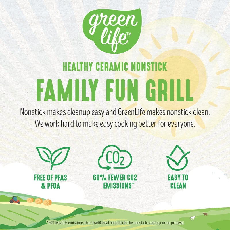 GreenLife GreenLife Raclette Indoor Tabletop Grill, Healthy Ceramic Nonstick, 2-in-1 Grill and Griddle, 8 Square Nonstick Pans, Adjustable Temperature Control, Easy Indicator Light, PFAS-Free, Turquoise  - Image 2