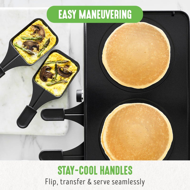 GreenLife GreenLife Raclette Indoor Tabletop Grill, Healthy Ceramic Nonstick, 2-in-1 Grill and Griddle, 8 Square Nonstick Pans, Adjustable Temperature Control, Easy Indicator Light, PFAS-Free, Turquoise  - Image 4