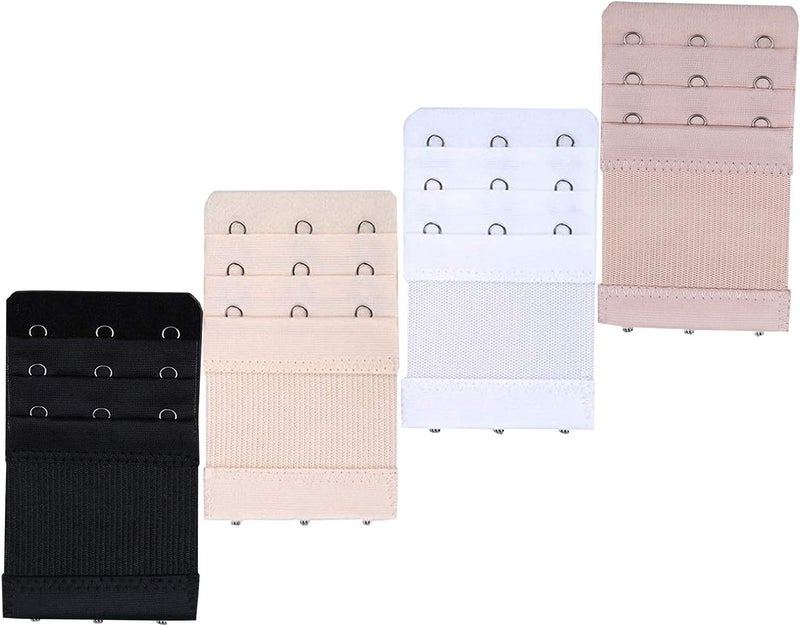KTOBTEL Bra Extender 3 Hooks 3 Rows Elastic Bra Band Hook Strap Extensions for Women, Pack of 4 - Image 3