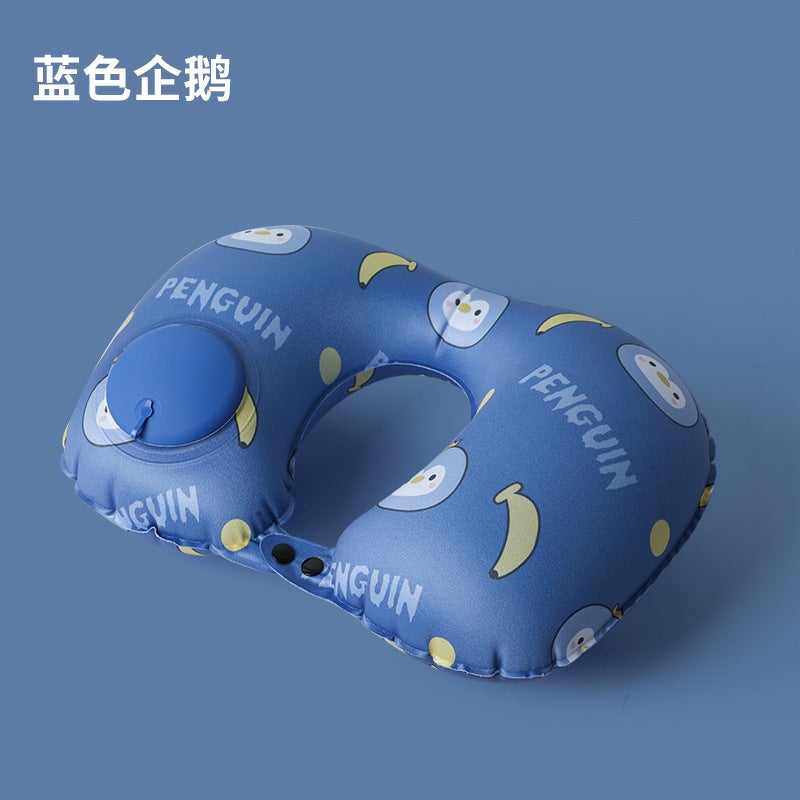 Inflatable U-Shaped Pillow Press Inflatable Neck Pillow Travel Essential Portable Neck Pillow Tpu Set Inflatable U-Shaped Pillow Travel Three Treasures - Image 1