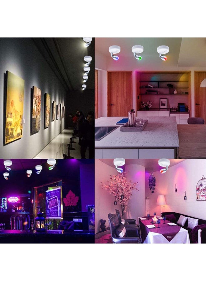 Wireless LED Indoor Spotlight - Battery-powered decorative light with remote control, adjustable angles, multiple colors, rod-shaped spotlight for wall art display, battery-powered indoor tree light, LED spotlight for plants and artwork, 2 pieces - (white) - Image 5