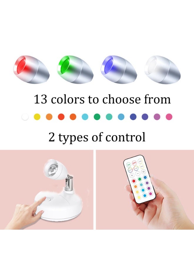 Wireless LED Indoor Spotlight - Battery-powered decorative light with remote control, adjustable angles, multiple colors, rod-shaped spotlight for wall art display, battery-powered indoor tree light, LED spotlight for plants and artwork, 2 pieces - (white) - Image 3