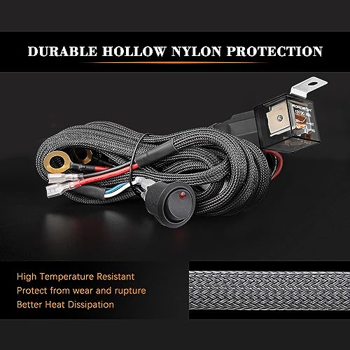 Auto Power Plus LED Light Bar Wiring Harness Auto Power Plus Wiring Harness Kit for LED Lights 450W 12V 30A Fuse Relay Universal Wiring Harness with ON/Off Waterproof Switch-1 Lead - Image 4