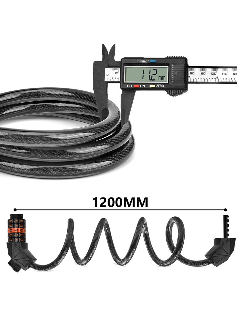 Barakah High-Security 5-Digit Bike Cable Lock 120CM, Durable Combination Lock for Bikes and Outdoor Gear with Mounting Bracket - Image 2