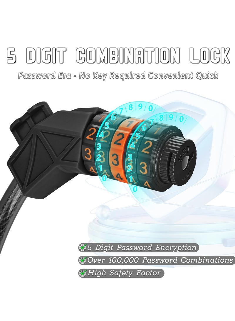 Barakah High-Security 5-Digit Bike Cable Lock 120CM, Durable Combination Lock for Bikes and Outdoor Gear with Mounting Bracket - Image 4
