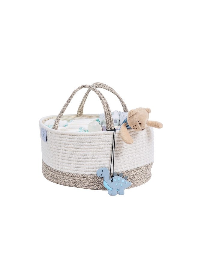 Mila Millie Mila Millie Baby Extra Large Cotton Rope Diaper Caddy, Organizer Storage Bin for Nursery Essentials, 100% Natural Cotton Eco friendly, Organizer with Removable Divider (White & Brown) - Image 3