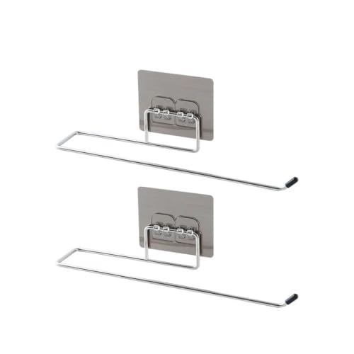 BLUEONE Self-Adhesive Stainless Steel Towel Bar & Tissue Roll Holder – Wall Mounted Kitchen Paper Rack, Napkin Ring & Bathroom Towel Hanger with Magic Pad - Image 1