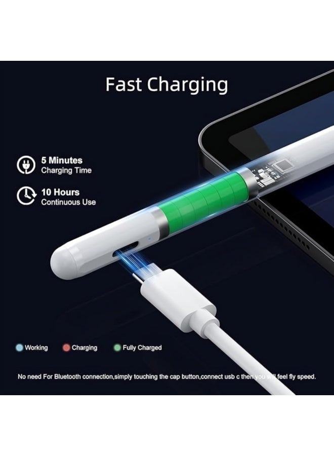 YMak Electronics Stylus Pen for iPad with USB-C Fast Charge, Tilt Sensitivity, LED Power Display Active Pencil, Universal iPad Stylus Pencil Compatible with iPad 2018-2022, iPad, Pro, Air, Mini - Image 2