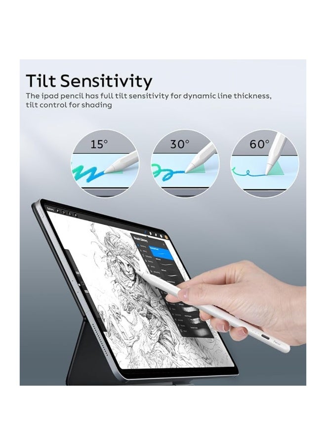 YMak Electronics Stylus Pen for iPad with USB-C Fast Charge, Tilt Sensitivity, LED Power Display Active Pencil, Universal iPad Stylus Pencil Compatible with iPad 2018-2022, iPad, Pro, Air, Mini - Image 4