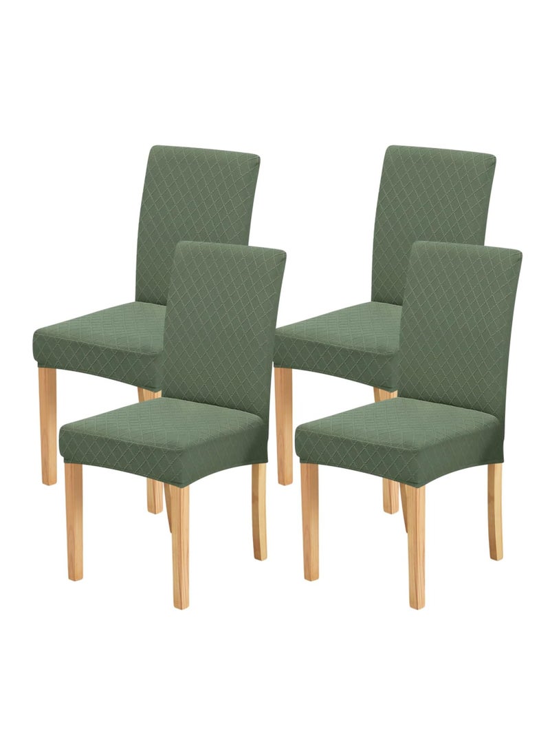 DUNISO 4 قطع أغطية كراسي قابلة للتمدد، قابلة للإزالة والغسل من بوليستر، غطاء كرسى بوسادة جاكار يمتد للمطبخ، الفندق، المطعم، الاحتفال (أخضر) - Image 2