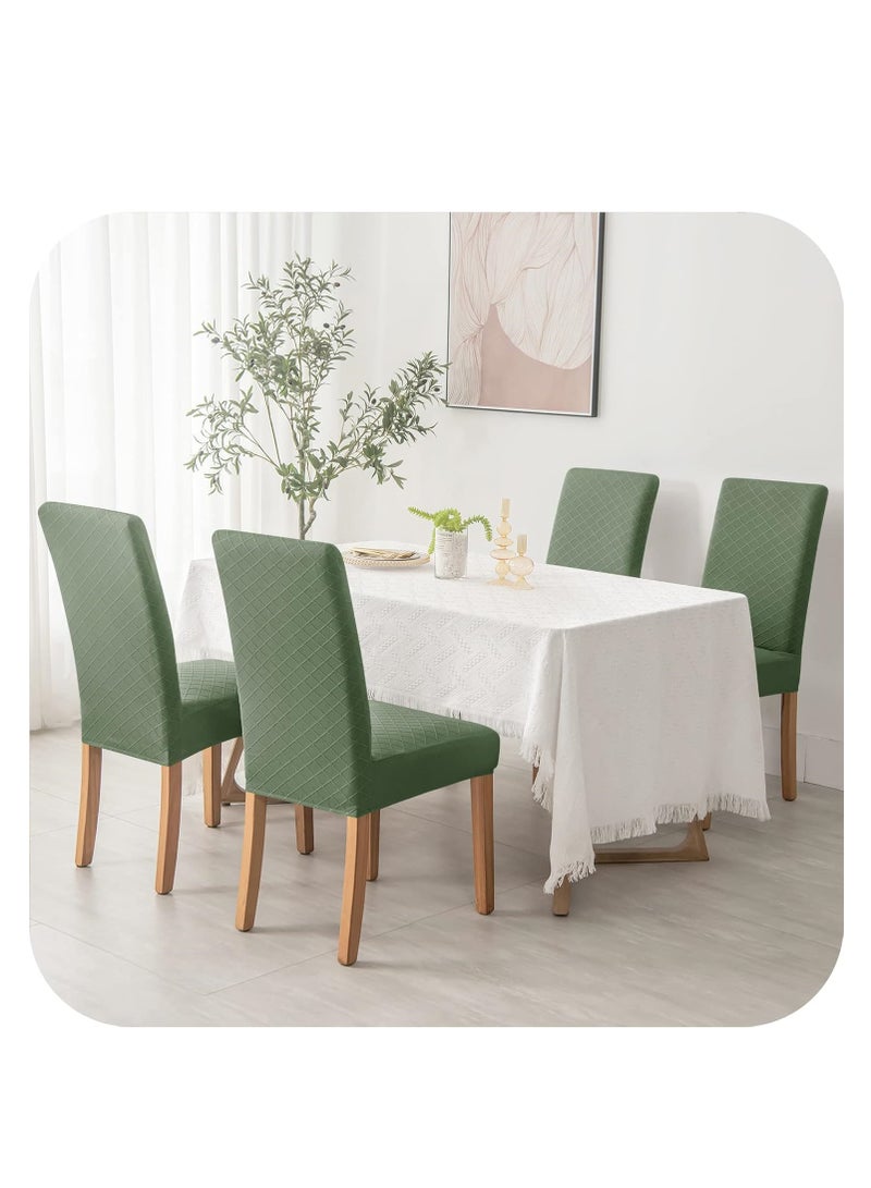 DUNISO 4 قطع أغطية كراسي قابلة للتمدد، قابلة للإزالة والغسل من بوليستر، غطاء كرسى بوسادة جاكار يمتد للمطبخ، الفندق، المطعم، الاحتفال (أخضر) - Image 1