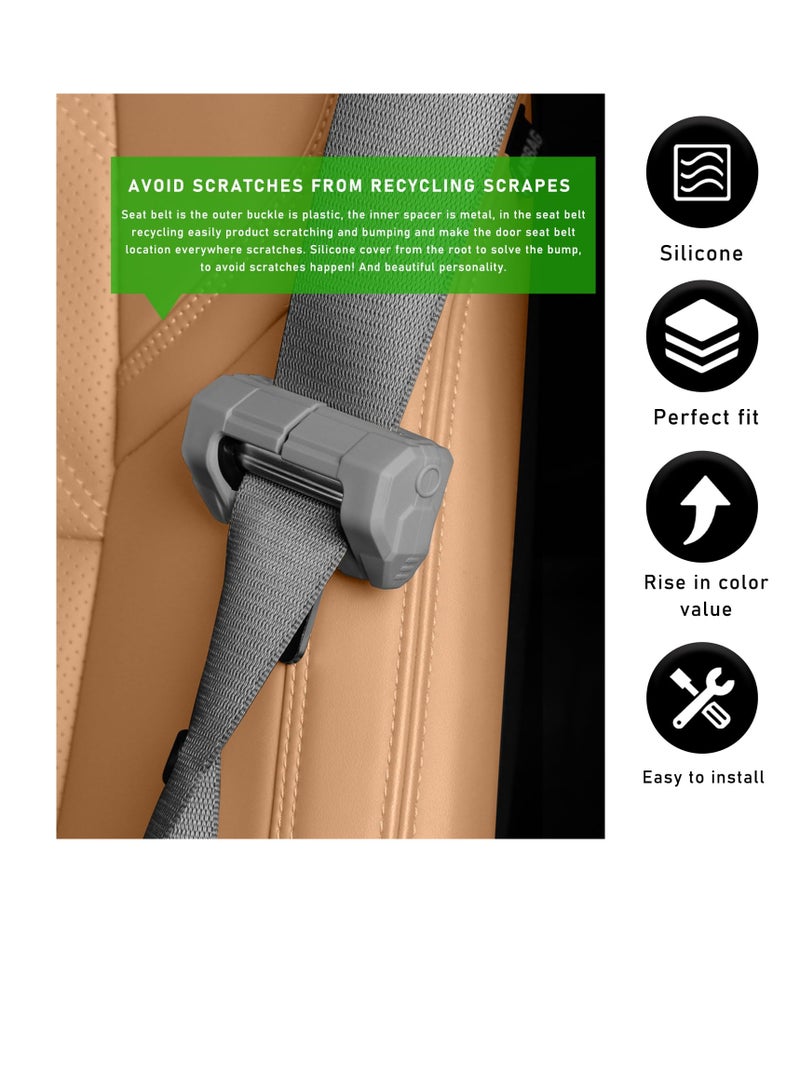 SYOSI Car Seat Belt Buckle Covers, 2 PCS Anti-Scratch Silicon Seat Belt Buckle Protector for Car Safety, Automotive Seat Belt Clips Cover for Van Truck, Interior Car Accessories, Gray - Image 4